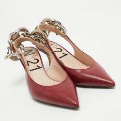 N21 Red Leather Slingback Pointed Toe Pumps Size 38