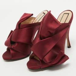 N21 Burgundy Satin Raso Knot Mules Size 37
