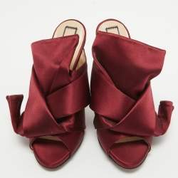 N21 Burgundy Satin Raso Knot Mules Size 37