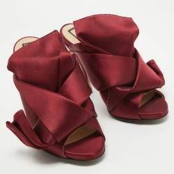 N21 Burgundy Satin Raso Knot Mules Size 37