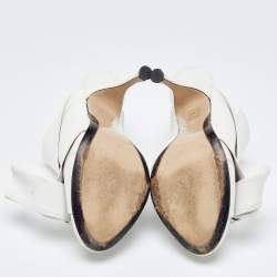 Pre Owned N°21 White Leather Raso Knot Mules Size 38.5