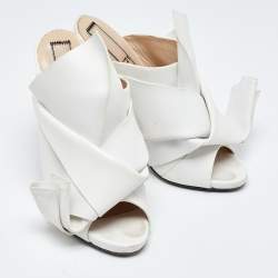 Pre Owned N°21 White Leather Raso Knot Mules Size 38.5