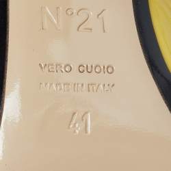 Pre Owned N21 Yellow Patent Leather Raso Knot Peep Toe Mules Size 41