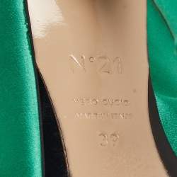 Pre Owned N°21 Green Pleated Satin Ronny Mules Size 39