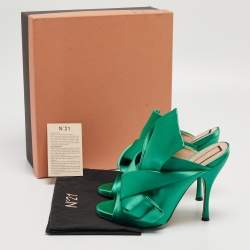 Pre Owned N°21 Green Pleated Satin Ronny Mules Size 39