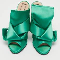 Pre Owned N°21 Green Pleated Satin Ronny Mules Size 39