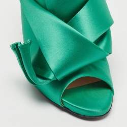Pre Owned N°21 Green Pleated Satin Ronny Mules Size 39