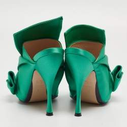 Pre Owned N°21 Green Pleated Satin Ronny Mules Size 39