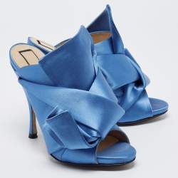 N21 Blue Satin Ronny Mule Sandals Size 37