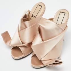 N°21 Beige Pleated Satin Ronny Mules Size 39