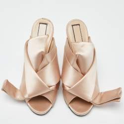 N°21 Beige Pleated Satin Ronny Mules Size 39