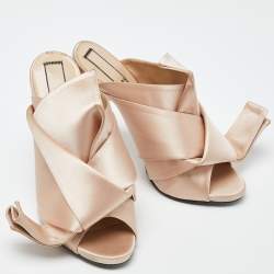 N°21 Beige Pleated Satin Ronny Mules Size 39