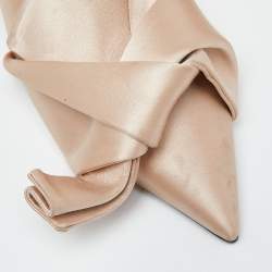 Nº21 Beige Knotted Satin Pointed Toe Flat Mules Size 40