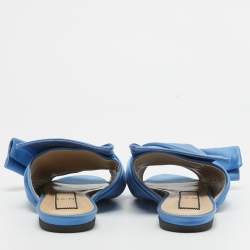 Pre Owned N21 Blue Knotted Satin Flat Slides Size 39