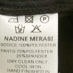 Pre Owned Nadine Merabi Black Sequin Knit and Velvet Feather Trimmed Jumpsuit S