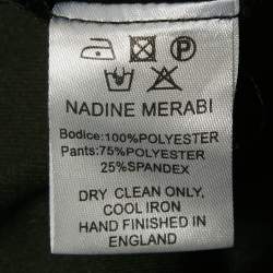 مملوكة مسبقًا جمبسوت نادين مرعبي محبوك أسود بنقشة مزين بالترتر والمخمل بتفاصيل من الريش مقاس وسط - ميديم