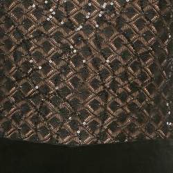 مملوكة مسبقًا جمبسوت نادين مرعبي محبوك أسود بنقشة مزين بالترتر والمخمل بتفاصيل من الريش مقاس وسط - ميديم