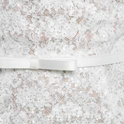 Pre Owned Nadine Merabi White Embellished Lace Mini Dress S