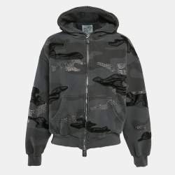 Pre Owned Named Collective Grey Rhinestone Camouflage Cotton Hooded Jacket XS