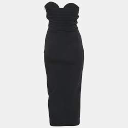 Pre Owned Namelazz Black Crepe Sweetheart Strapless Midi Dress XXS