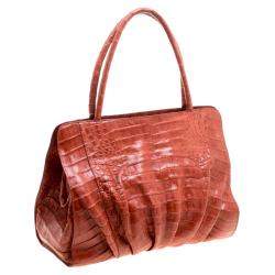 Nancy Gonzalez Red Orange Crocodile Satchel 