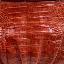 Nancy Gonzalez Red Orange Crocodile Satchel 