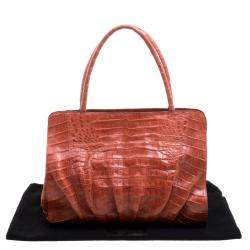 Nancy Gonzalez Red Orange Crocodile Satchel 