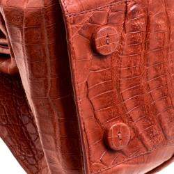 Nancy Gonzalez Red Orange Crocodile Satchel 