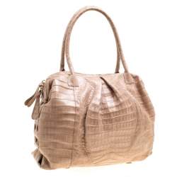 Nancy Gonzalez Light Brown Crocodile Satchel
