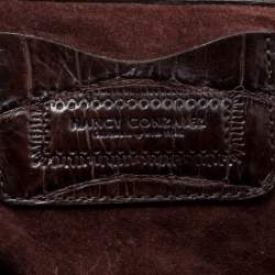 Nancy Gonzalez Grey/Brown Fur and Crocodile Hobo
