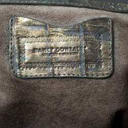Nancy Gonzalez Grey/Holographic Effect Crocodile Satchel   
