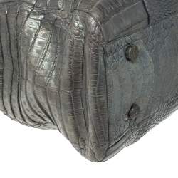 Nancy Gonzalez Grey/Holographic Effect Crocodile Satchel   