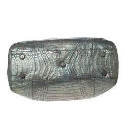 Nancy Gonzalez Grey/Holographic Effect Crocodile Satchel   