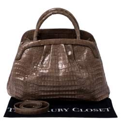 Nancy Gonzalez Light Brown Crocodile Leather Frame Satchel