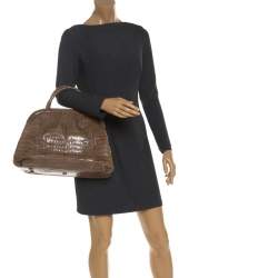 Nancy Gonzalez Light Brown Crocodile Leather Frame Satchel