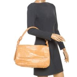 Nancy Gonzalez Flap Brown Crocodile Shoulder Bag