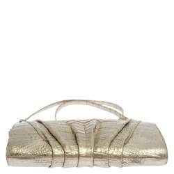 Nancy Gonzalez Gold Crocodile Chain Clutch
