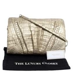 Nancy Gonzalez Gold Crocodile Chain Clutch