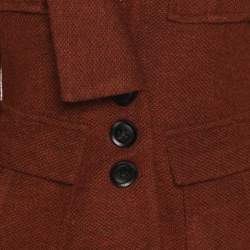 Pre Owned Nanette Lepore Cinnabar Tweed Removable Hoodie Blazer S