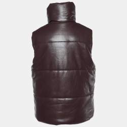 Pre Owned Nanushka Burgundy Quilted Faux Leather Vest Jacket M