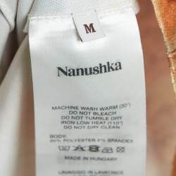 Nanushka Orange Hazy Floral Print Stretch Velvet Shirt M