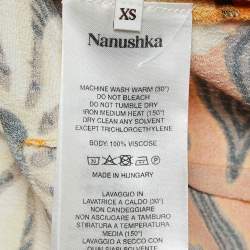 Pre Owned Nanushka Orange Floral Print Crepe Cut-Out Detail Ira Mini Dress XS 