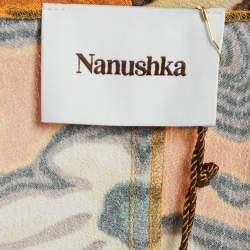 Pre Owned Nanushka Orange Floral Print Crepe Cut-Out Detail Ira Mini Dress XS 