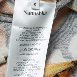 Pre Owned Nanushka Orange Floral Print Crepe Cut-Out Mini Wrap Dress S