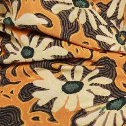 Pre Owned Nanushka Orange Floral Print Crepe Cut-Out Mini Wrap Dress S