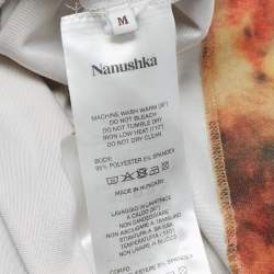 Nanushka Orange Hazy Floral Print Stretch Velvet Shirt M