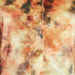 Nanushka Orange Hazy Floral Print Stretch Velvet Shirt M