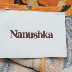 Nanushka Orange Floral Print Crepe Cut-Out Ira Wrap Dress M