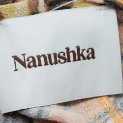 Nanushka Orange Floral Print Crepe Cut-Out Mini Wrap Dress M