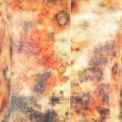 Nanushka Orange Hazy Floral Print Stretch Velvet Mini Shirt Dress L